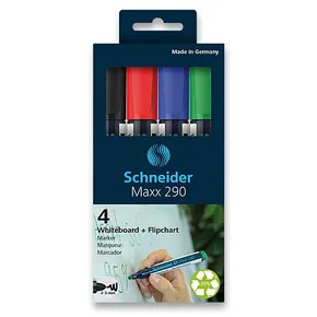 "Maxx 290" fehértábla és flipchart marker, 4 szín, SCHNEIDER